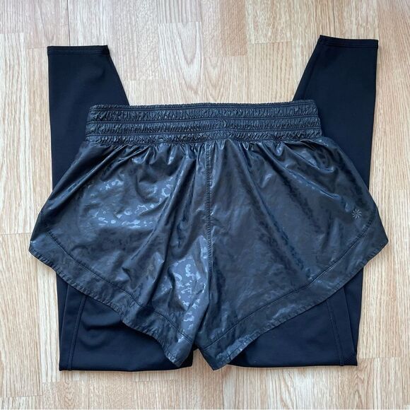 Athleta Black Rainier 2-in-1 Tight Layered Shorts Leggings Combo - Size: Small - Picture 9 of 10
